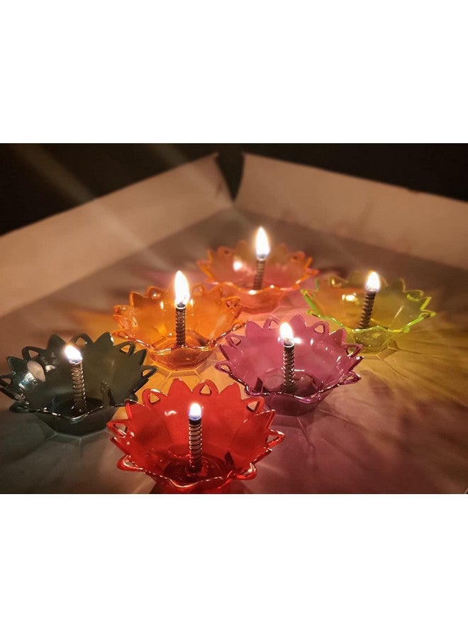Ferio Diwali Diyas Colourful 3D Reflection Diya for Diwali Decor Flower Shape Shadow Reflective Diyas for Diwali Decoration Items for Home Decor Reusable Diwali Light Multicolour (Without Sensor_12) - Image 3