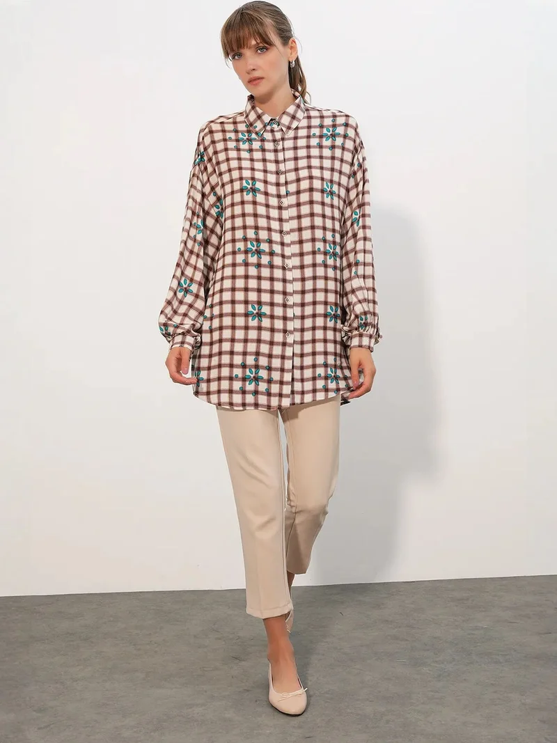بيغ دارت BDART Oversized Plaid Crepe Shirt