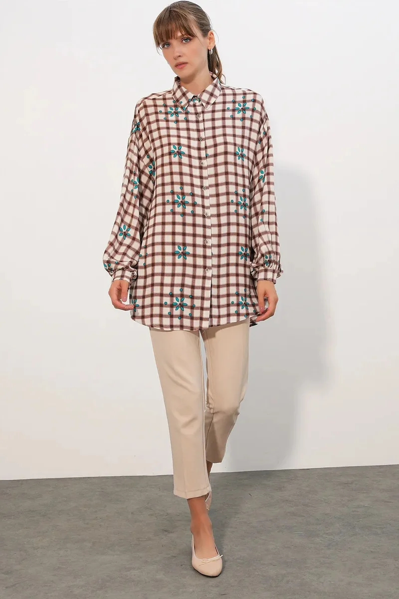 بيغ دارت BDART Oversized Plaid Crepe Shirt