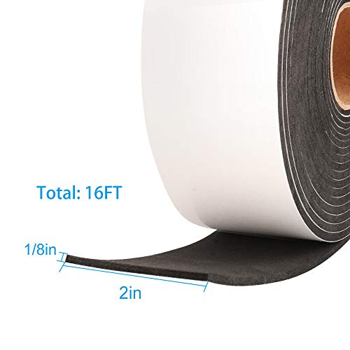YIJUHOU High Density Foam Tape,2 Inch Wide x 1/8 Inch Thick Door Insulation Tape,Adhesive Weather Stripping for Doors Window,Foam Seal Proofing Tape,16 Feet Long - Image 3