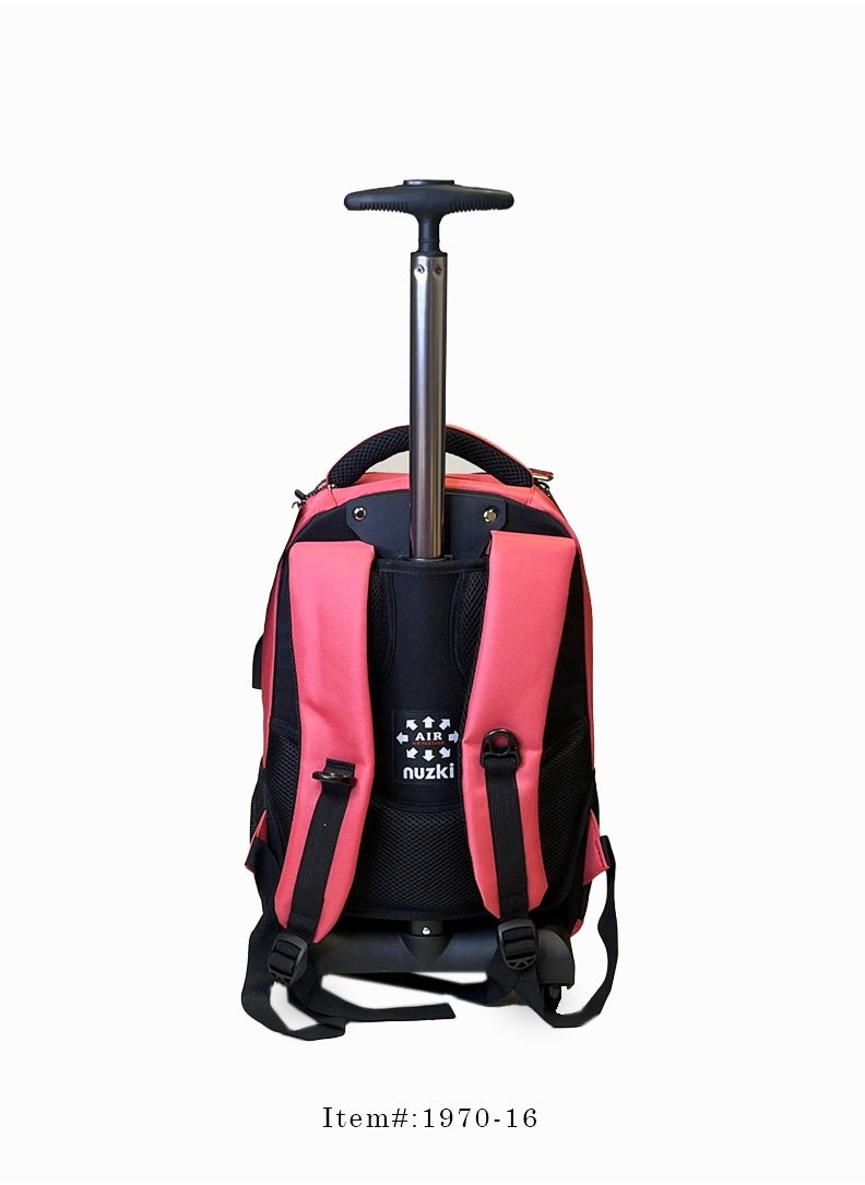 nuzki - Trolley School Bag for Students - Multi-Functional Backpack with Wheels - Ideal School Bags for Girls and Boys - Travel-Friendly Trolley Luggage 16 inch - Image 1