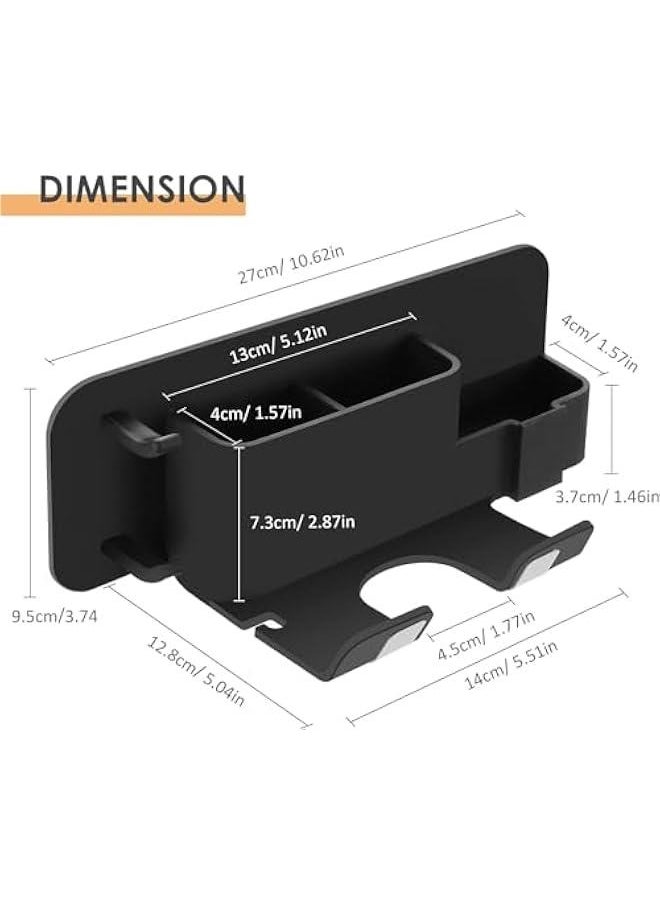 HOOKOR Wall Mounted Hair Dryer Holder Curling Iron Accessories Wall Mount Rack Bracket with Adhesive for Home Bathroom Organizer Black  - Image 2