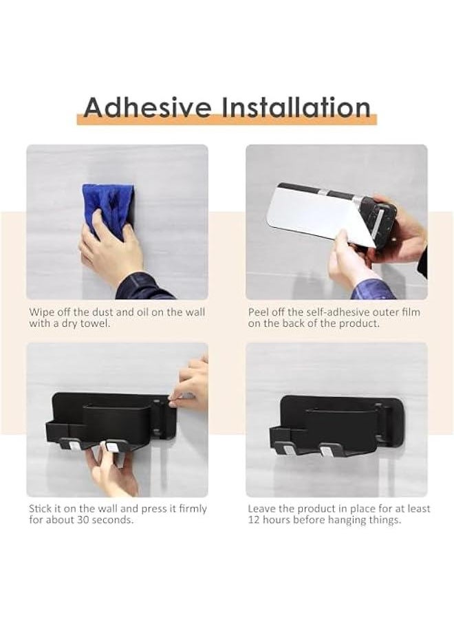 HOOKOR Wall Mounted Hair Dryer Holder Curling Iron Accessories Wall Mount Rack Bracket with Adhesive for Home Bathroom Organizer Black  - Image 4