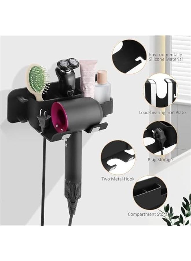 HOOKOR Wall Mounted Hair Dryer Holder Curling Iron Accessories Wall Mount Rack Bracket with Adhesive for Home Bathroom Organizer Black  - Image 5