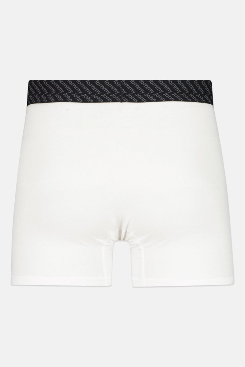 Tommy John Men 2 Pieces 8 inseam Brand Logo Boxer Briefs, White  - Image 2