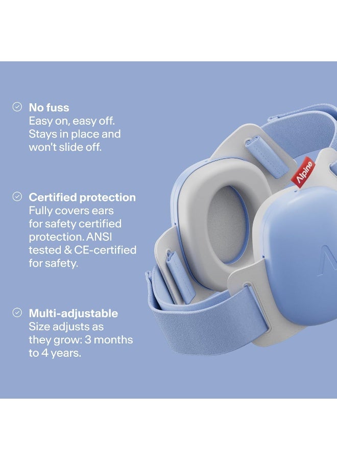 ALPINE HEARING PROTECTION Alpine Muffy Baby Comfort - Protects Hearing for Babies and Toddlers - CE & ANSI Certified - Unique Headband for Safe fit & Comfort - Multi-adjustable for Ages 3-48 Months - 24dB Sound Reduction, Blue - Image 3