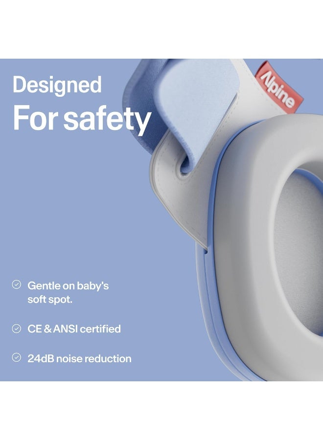ALPINE HEARING PROTECTION Alpine Muffy Baby Comfort - Protects Hearing for Babies and Toddlers - CE & ANSI Certified - Unique Headband for Safe fit & Comfort - Multi-adjustable for Ages 3-48 Months - 24dB Sound Reduction, Blue - Image 5