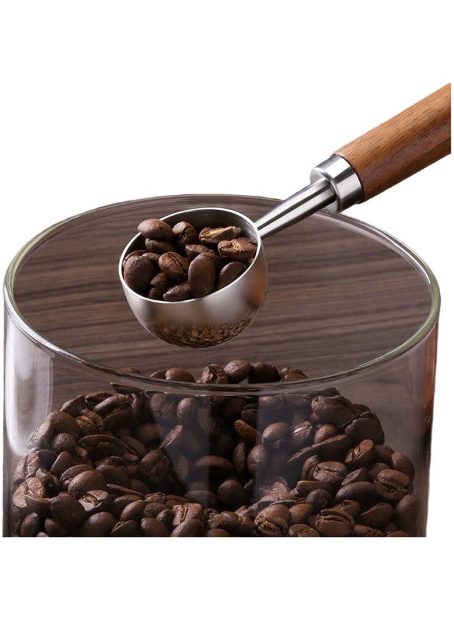 Cliton304 Stainless Steel Coffee Spoon, Coffee Bean Measuring Spoon, Walnut Wood Handle, Coffee Powder And Milk Powder Measuring Spoon, Short Handle, 15Ml - Image 1