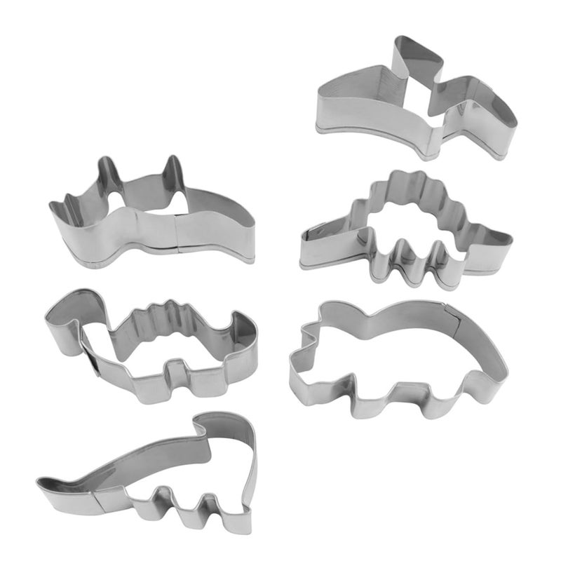 Stainless Steel Dinosaur Cookie Cutters Set 6pcs Cartoon Cake Baking Tools - Image 2