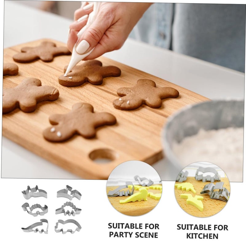 Stainless Steel Dinosaur Cookie Cutters Set 6pcs Cartoon Cake Baking Tools - Image 5