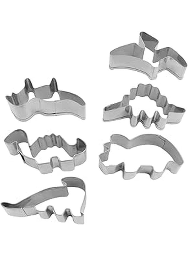 Stainless Steel Dinosaur Cookie Cutters Set 6pcs Cartoon Cake Baking Tools - Image 1