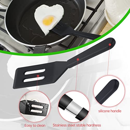 Ecerangus 2 Pack Silicone Mini Brownie & Cookie Spatula, Heat-Resistant Turner, Flip Egg & Serve Batter (Black) - Image 5