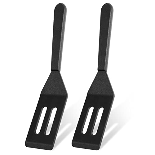Ecerangus 2 Pack Silicone Mini Brownie & Cookie Spatula, Heat-Resistant Turner, Flip Egg & Serve Batter (Black) - Image 1