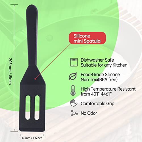 Ecerangus 2 Pack Silicone Mini Brownie & Cookie Spatula, Heat-Resistant Turner, Flip Egg & Serve Batter (Black) - Image 2