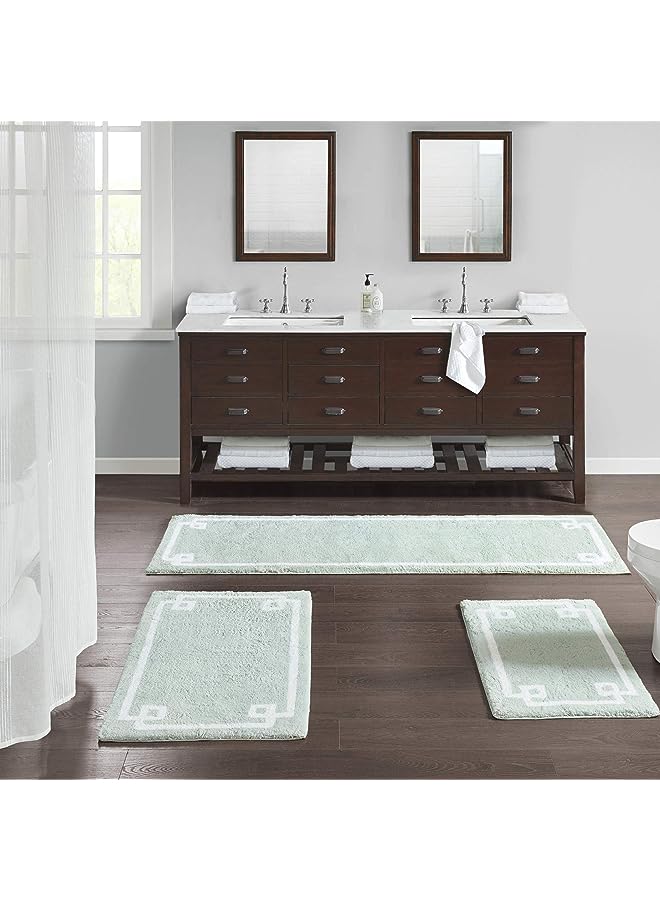 Raxoom Park Evan 100% Cotton Bathroom Rug Non Slip Backing-Luxrurious Tufted Plush Bath Mat Absorbent, Quick Dry, Spa Design Shower Room Décor, 20x30, Seafoam - Image 1