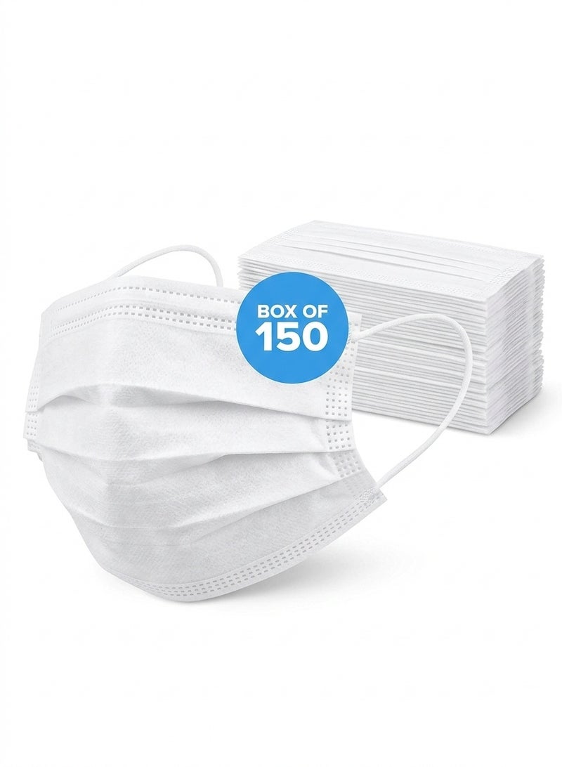 Disposable Protective Face Masks - White Color - Box of 150 Pieces - Image 1