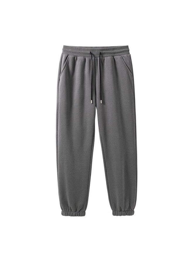 Geniolamode Men's Winter Thickened Warm Fleece Casual Fashion All-match Tapered Leg Pants Deep Gray XL - Image 2