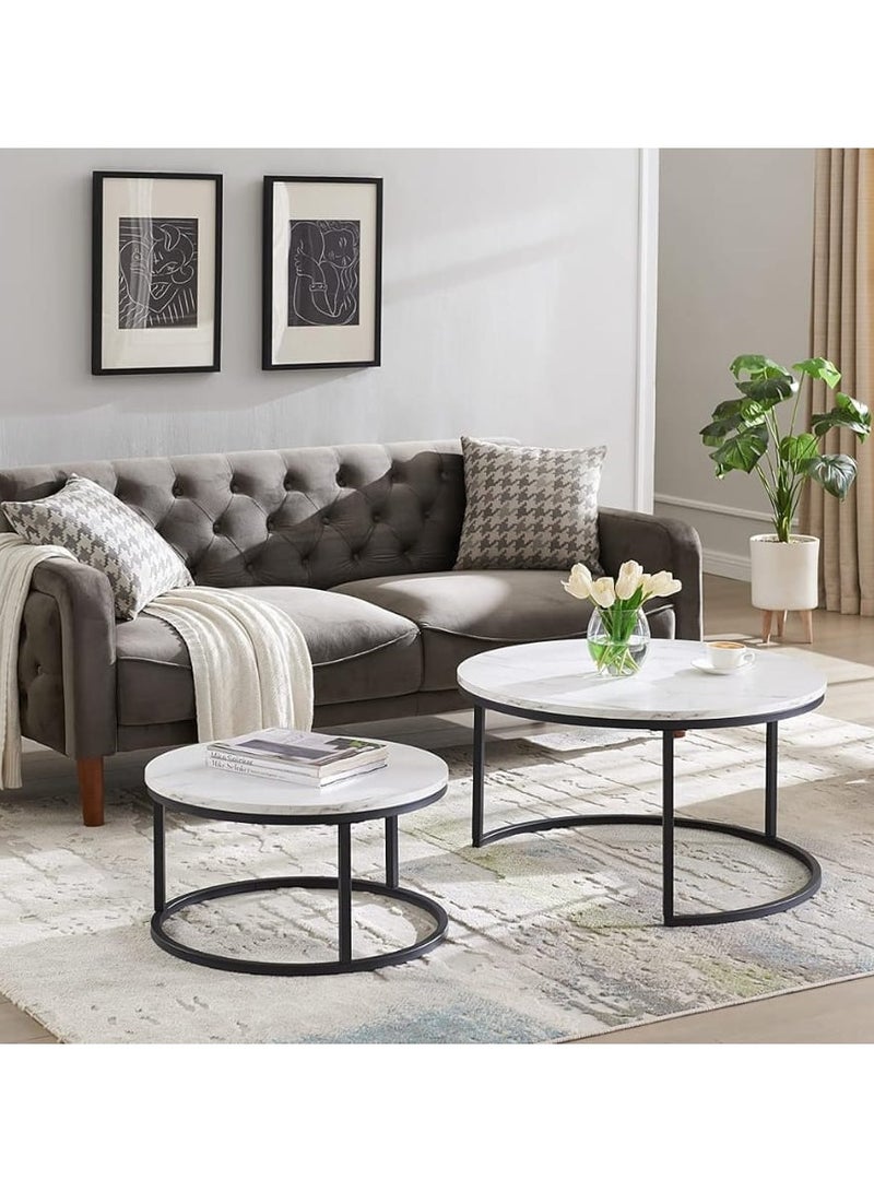 DubaiGallery Furniture Modern Decor Furniture, Sofa Console Cocktail Tables Round End Side Tables Large Nesting Coffee Tables for Living Room Home Office - Image 4