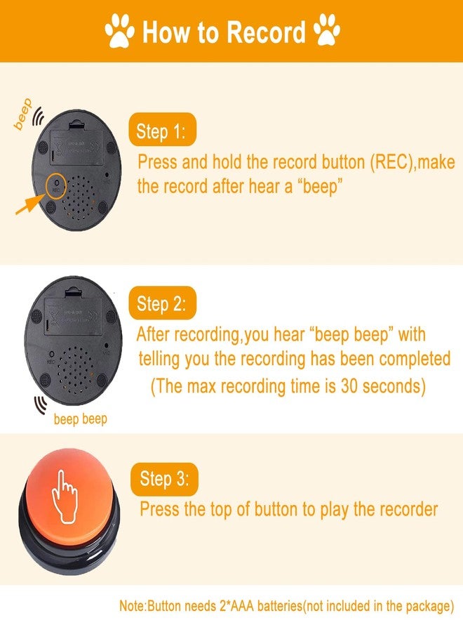 MOLIK Voice Recording Button 4 Color, Dog Buttons for Communication Pet Training Buzzer, 30 Second Record & Playback, for Family Game and Trivia Nights - Image 3