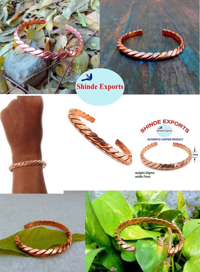 SHINDE EXPORTS pure original copper tamba kada bracelet for men and women (V shape twisted cuff) - Image 2