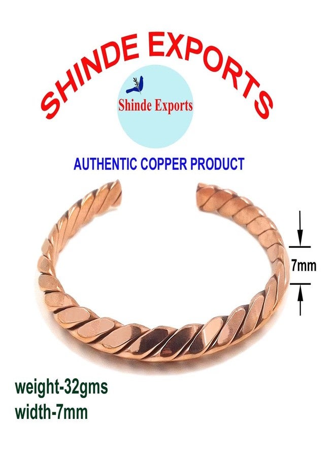 SHINDE EXPORTS pure original copper tamba kada bracelet for men and women (V shape twisted cuff) - Image 3
