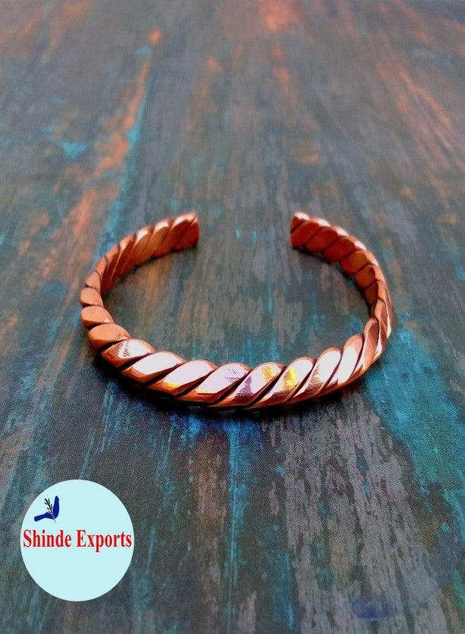 SHINDE EXPORTS pure original copper tamba kada bracelet for men and women (V shape twisted cuff) - Image 5