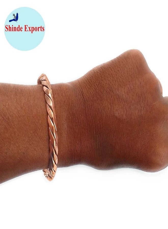SHINDE EXPORTS pure original copper tamba kada bracelet for men and women (V shape twisted cuff) - Image 4