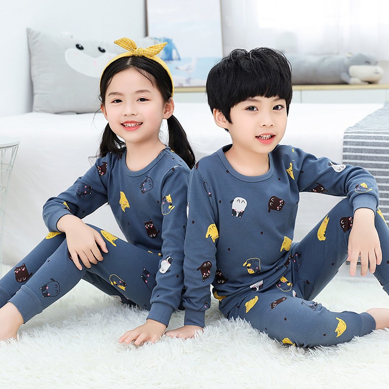 New Children'S Clothing Children'S Autumn Clothing Autumn Pants Cotton Children'S Base Underwear Set Cartoon Home Base Shirt - Image 1