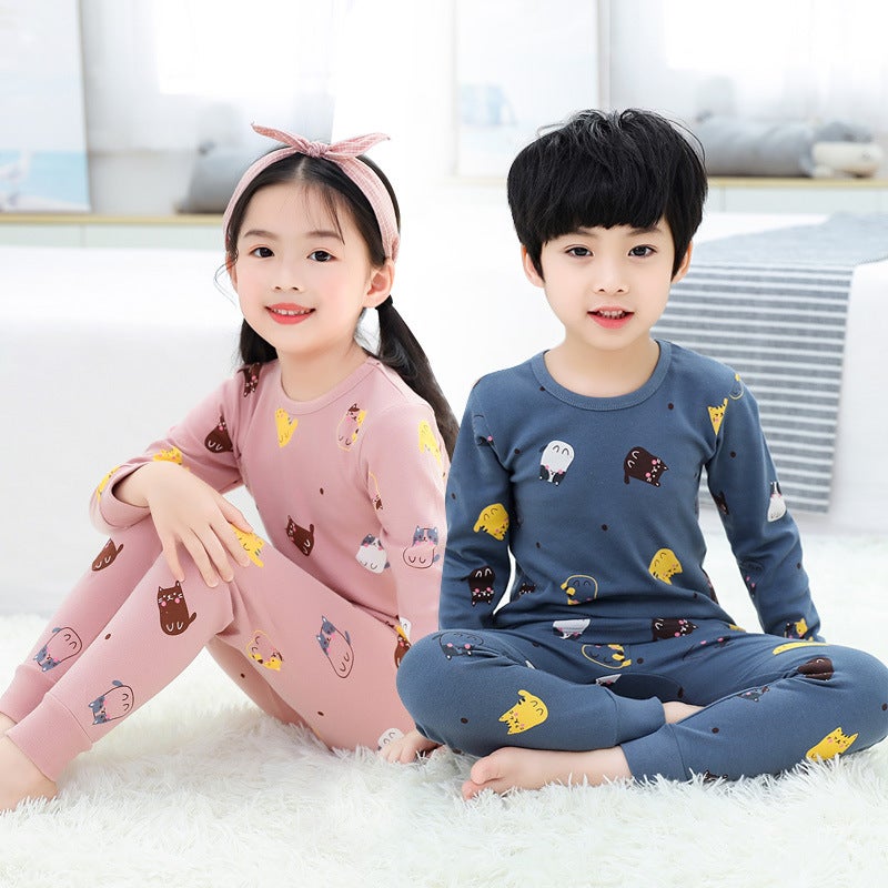 New Children'S Clothing Children'S Autumn Clothing Autumn Pants Cotton Children'S Base Underwear Set Cartoon Home Base Shirt - Image 2