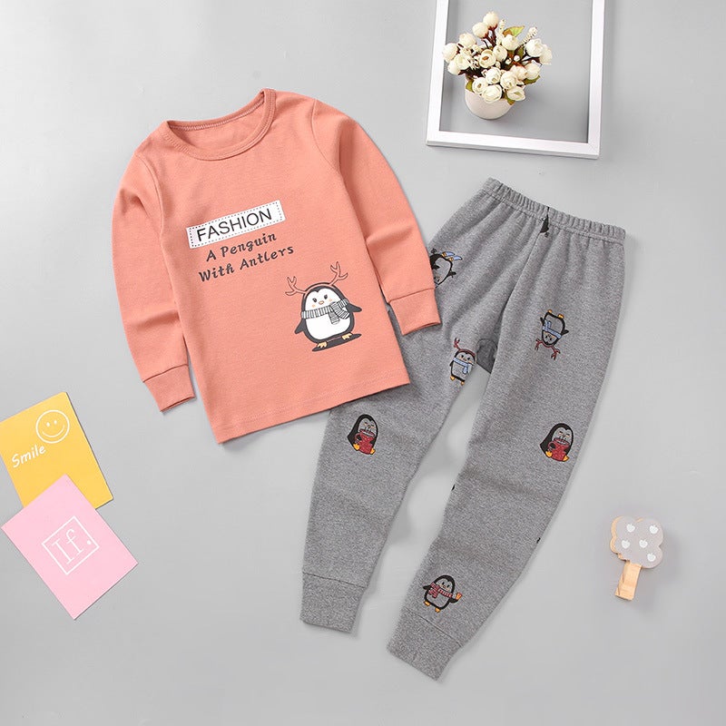 New Children'S Clothing Children'S Autumn Clothing Autumn Pants Cotton Children'S Base Underwear Set Cartoon Home Base Shirt - Image 4
