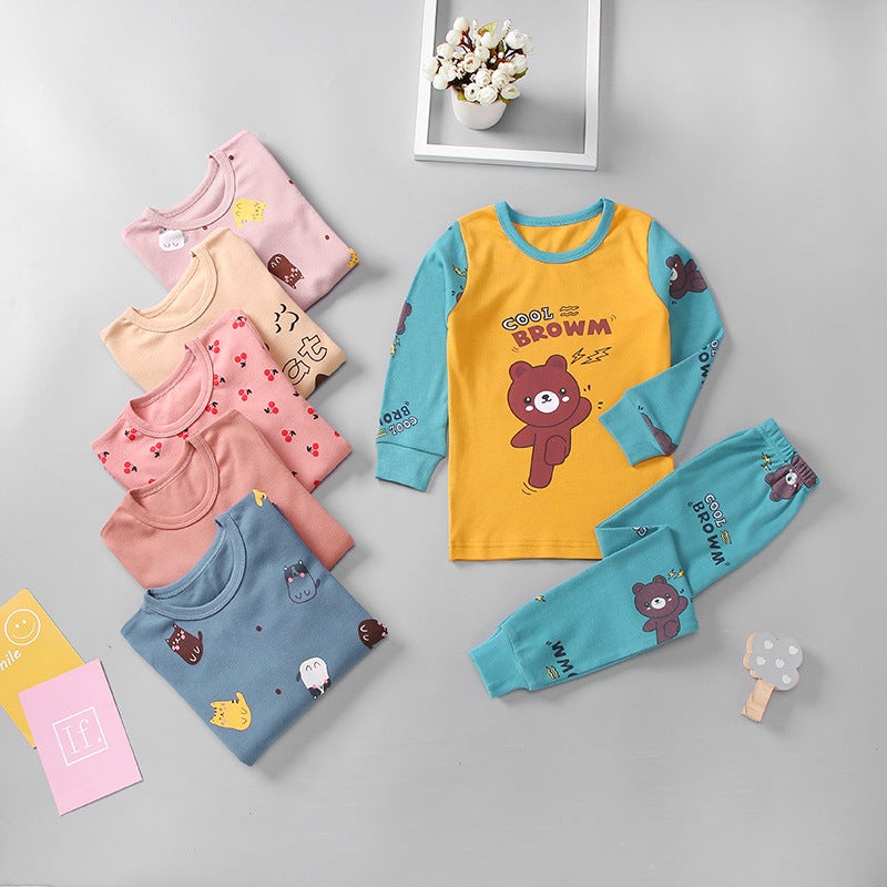 New Children'S Clothing Children'S Autumn Clothing Autumn Pants Cotton Children'S Base Underwear Set Cartoon Home Base Shirt - Image 3