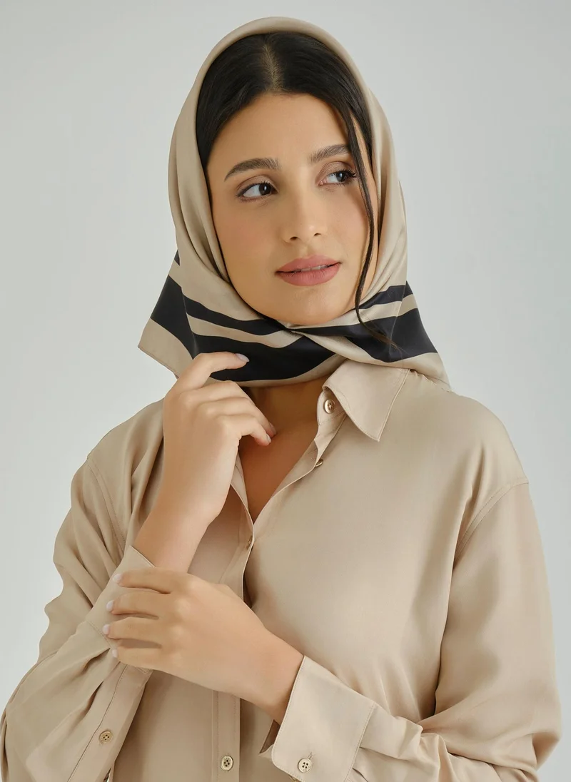 GANT Gant Ramadan Collection  Women's Dry Sand Striped Printed Silk Scarf