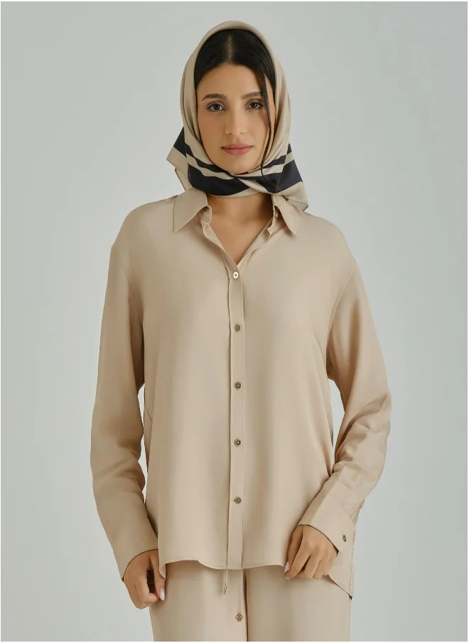 غانت Gant Ramadan Collection  Women's Dry Sand Striped Printed Silk Scarf