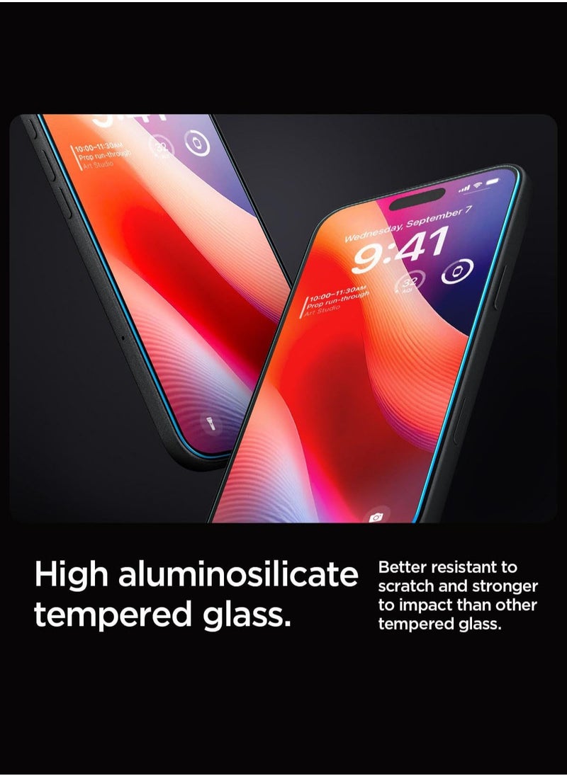 Spigen - واقي شاشة زجاجي مقوى GLASTR EZ FIT لهاتف iPhone 16 Pro MAX - متوافق مع الجراب مع حماية المستشعر [عبوة واحدة] - Image 1