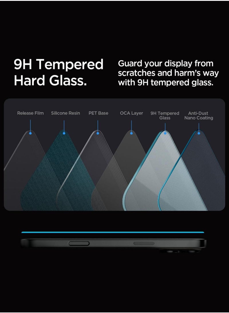 Spigen - واقي شاشة زجاجي مقوى GLASTR EZ FIT لهاتف iPhone 16 Pro MAX - متوافق مع الجراب مع حماية المستشعر [عبوة واحدة] - Image 1