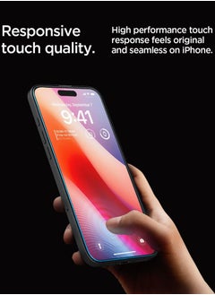 Spigen واقي شاشة زجاجي مقوى GLASTR EZ FIT لهاتف iPhone 16 Pro MAX - متوافق مع الجراب مع حماية المستشعر [عبوة واحدة]  - Image 5