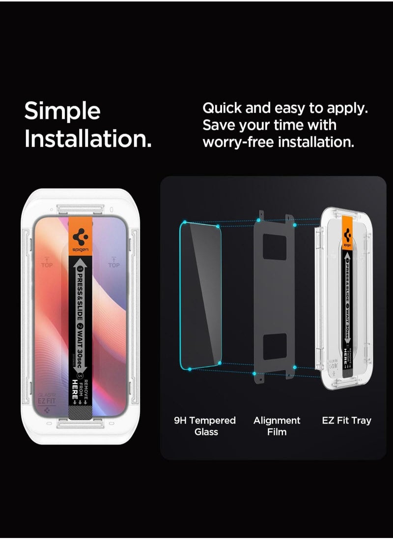 Spigen - واقي شاشة زجاجي مقوى GLASTR EZ FIT لهاتف iPhone 16 Pro MAX - متوافق مع الجراب مع حماية المستشعر [عبوة واحدة] - Image 1