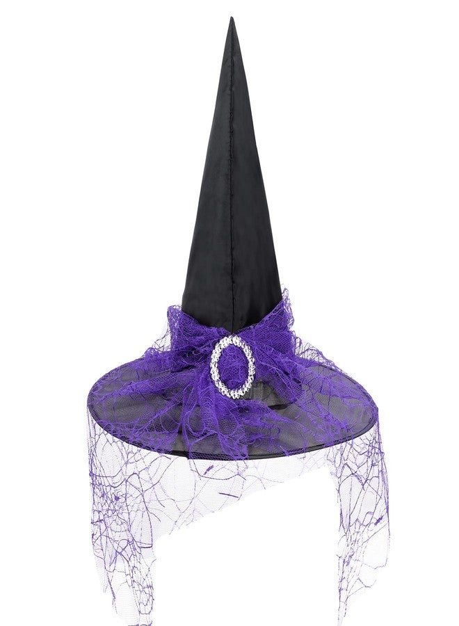 American Trends Women's Witch Hat, One Size, Steeple Lace Sequins Print Hat, Halloween Costume Accessories, Black, Orange, Purple - Image 4