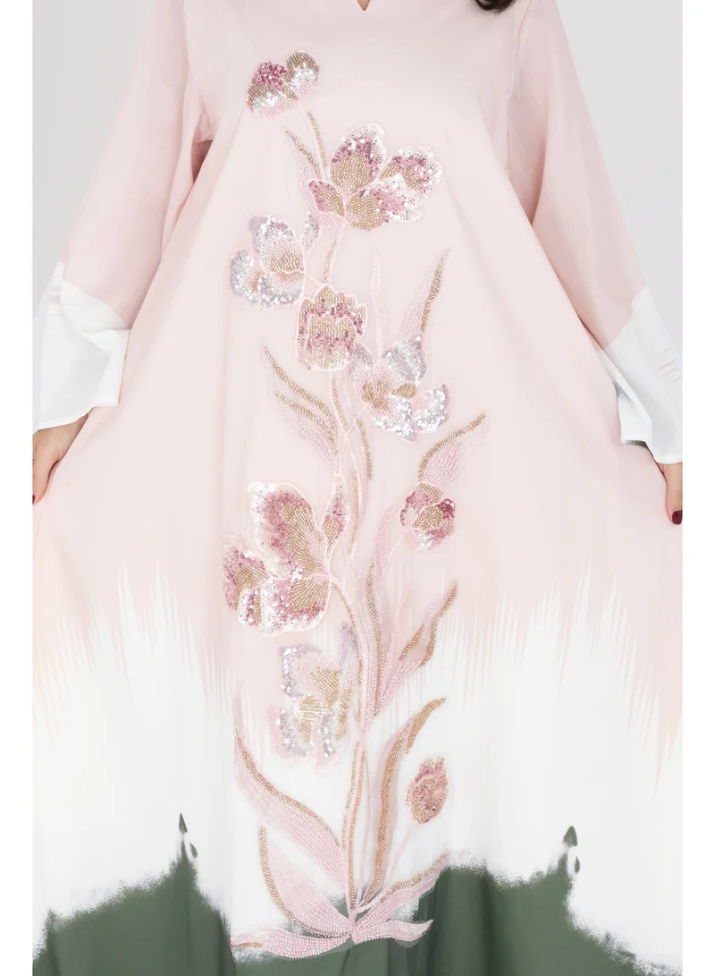 اكسا تطريز خرزي زهري بألوان أومبري