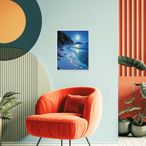 obterie Beach Moonlight Paint by Numbers Kit for Adults Beginner Ocean Oil Painting Kit Adult Paint by Number Kits on Canvas Moon DIY Painting for Beginners Art by Numbers for Gifts Home Wall Decor 16x20 Inch - Image 3