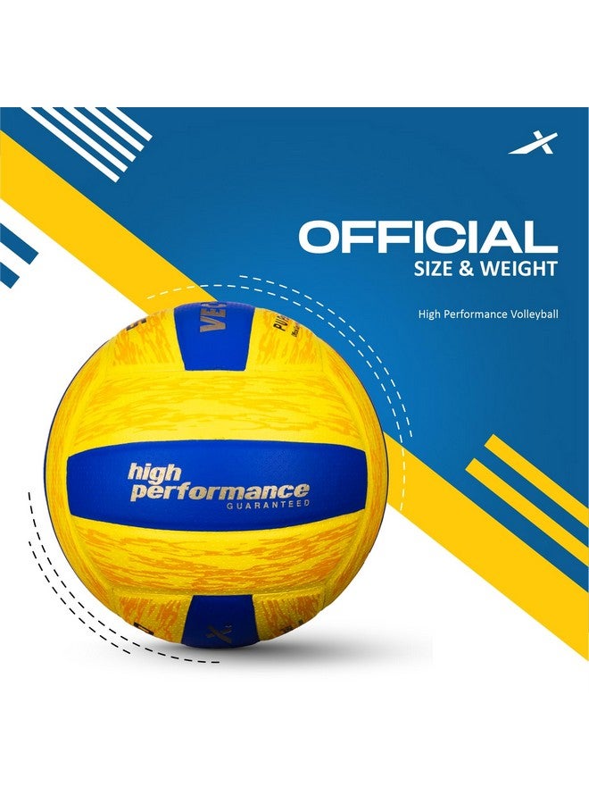 Vector X 18 Panel ST-100 PU Pasted Indoor/Outdoor Volleyball with Butyl Bladder (Suitable for Practice/Match/Beach) + Free Air Needle Yellow-Blue, Size 4 - Image 3