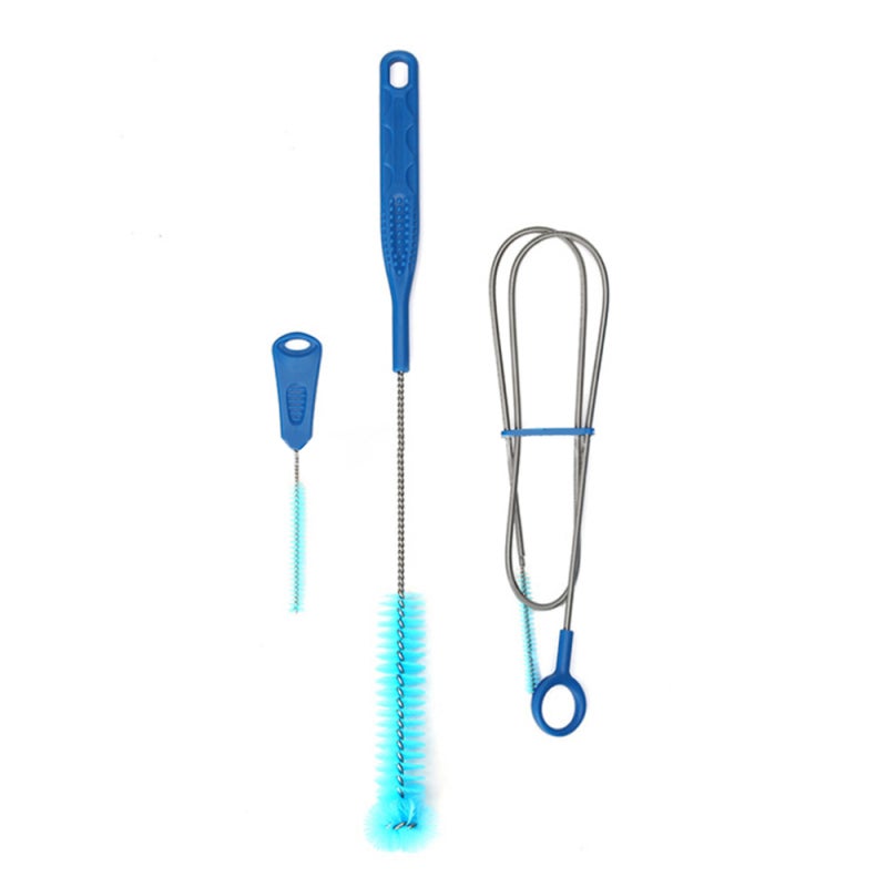 4 In 1 Bladder Cleaner Set - Long Handle Soft Brush Flexible Hose Brush Bite Valve Brush Blue Collapsible Drying Frame for Hydration Bladder Reservoir Cleaning - Image 4
