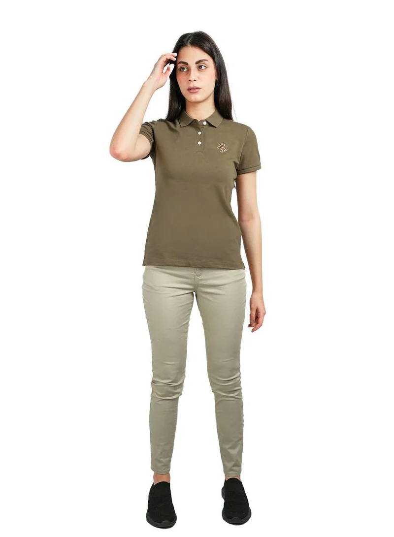 GIORDANO Women's Slim Fit Pique Bold Polo with Embroidery