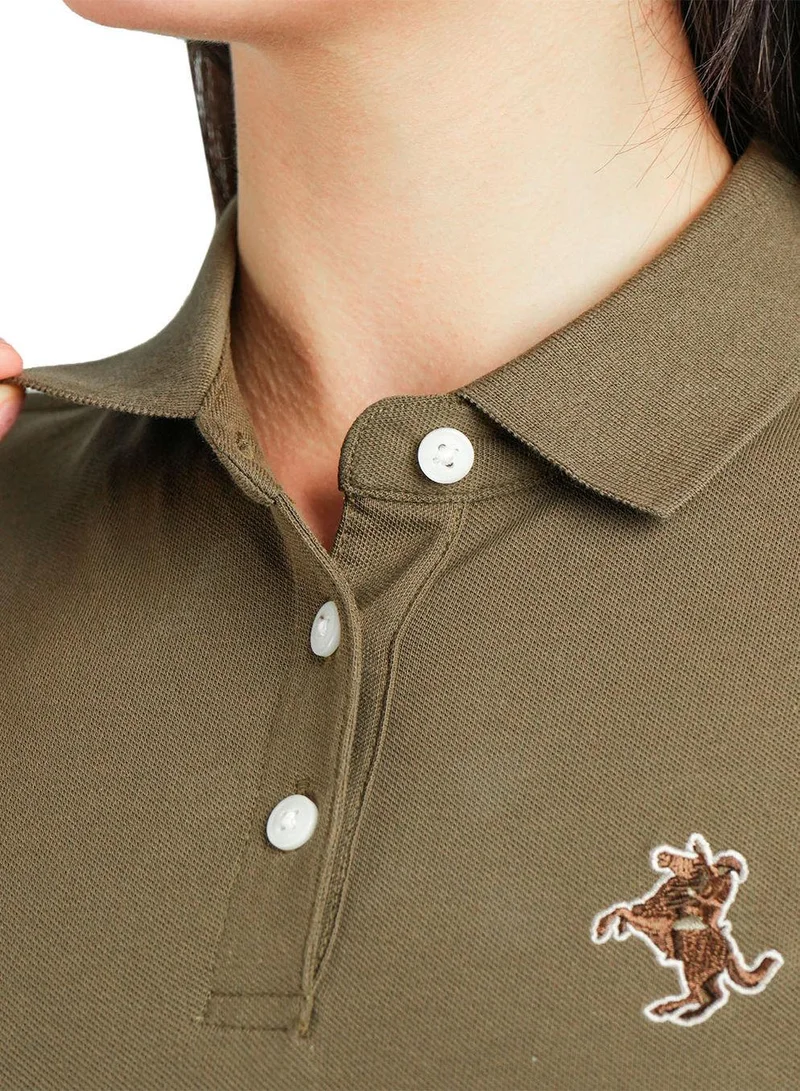 GIORDANO  Women's Slim Fit Pique Bold Polo with Embroidery for Women | Best Price UAE