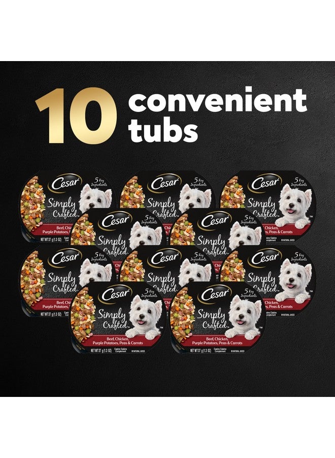 CESAR SIMPLY CRAFTED Adult Wet Dog Food Meal Topper, Beef, Chicken, Purple Potatoes, Peas & Carrots, 1.3oz., Pack of 10 - Image 2