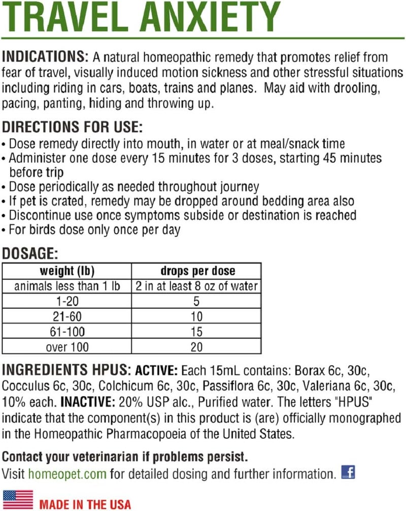 HomeoPet Travel Anxiety Relief for Pets - 450 Drops per Bottle - Image 2