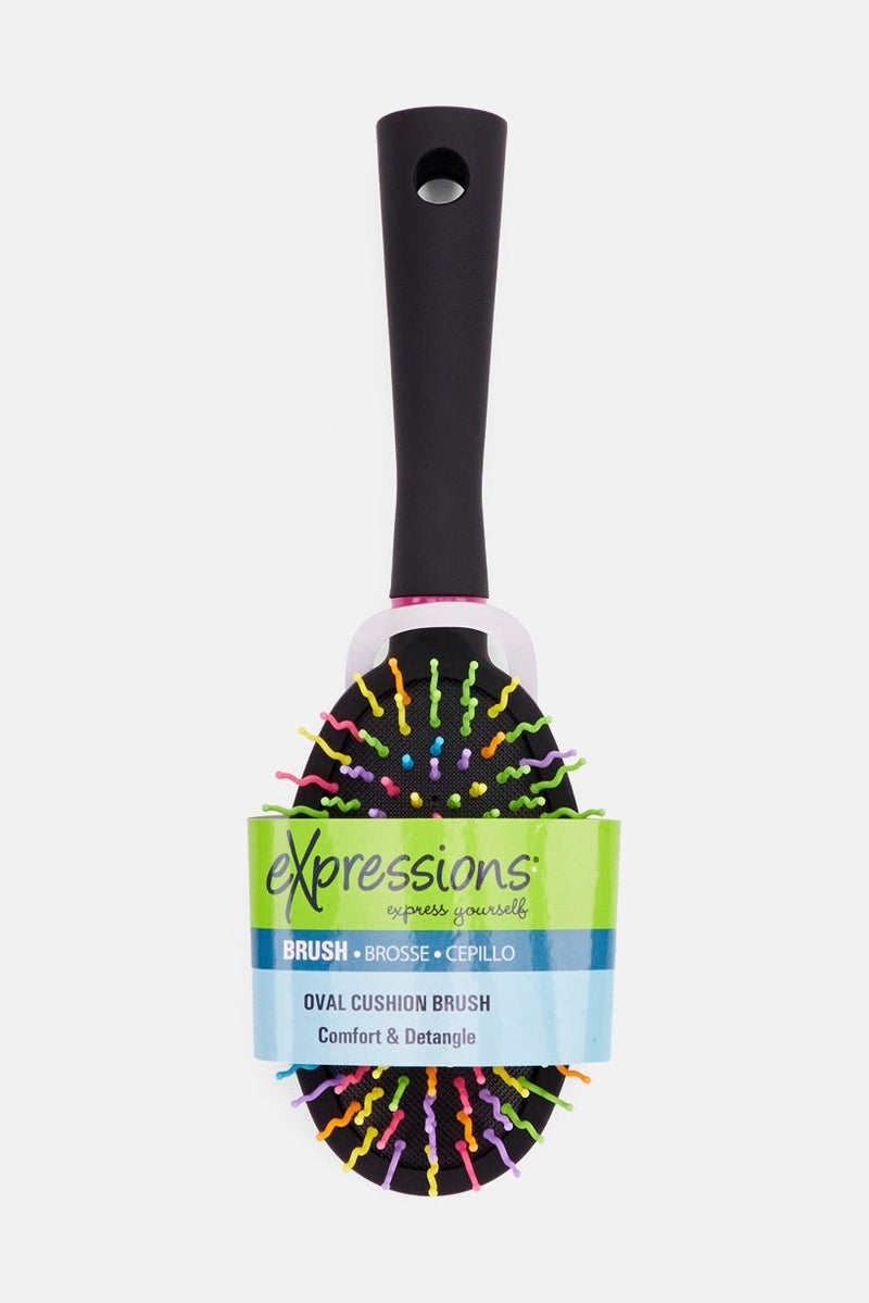Expressions Women Rainbow Oval Cushion Detangle Brush, Black - Image 1