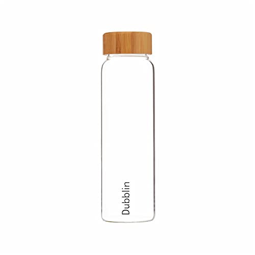 DUBBLIN Bamboo 1000 Borosilicate Glass Water Bottle, Wooden Lid, 1000 ml (Pack of 1) - Image 1