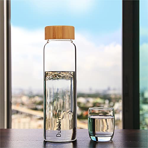 DUBBLIN Bamboo 1000 Borosilicate Glass Water Bottle, Wooden Lid, 1000 ml (Pack of 1) - Image 2