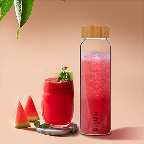 DUBBLIN Bamboo 1000 Borosilicate Glass Water Bottle, Wooden Lid, 1000 ml (Pack of 1) - Image 4